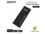APPROX USB SMART CHARGER 4 PORTS 2.1/1.0 BLACK