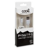 Cabo USB-A COOL Lightning p/iPhone/iPad 1.2mts Branco