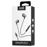 Auscultadores Est.Tipo C COOL c/microfone (Metal) Prateado