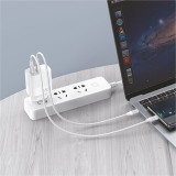 Carreg. COOL USB duplo universal + PD tipo-C+cabo (GaN 65W)