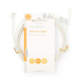 Cabo de telef. 2mts M/M RJ11 branco Nedis