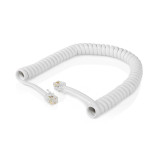 Cabo Telefone M/M Enrolado Branco 2mts RJ10 Nedis