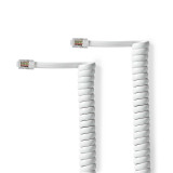 Cabo Telefone M/M Enrolado Branco 2mts RJ10 Nedis