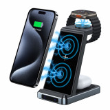 Carregador Base Dock Qi Sem Fio 3 em 1 COOL Preto