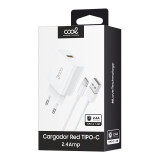 Carregador Tipo-C + Cabo COOL Universal 2.4Amp Branco