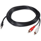 Cabo 3,5 mm stereo Macho - 2 RCA macho / 5 m / Preto