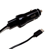 Carregador carro tipo C (2 x USB) COOL 2.4A Kit 2 em 1 preto