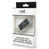 Leitor cartao mem.univ. COOL 3 em 1 (tipo C/Micro USB/USB)