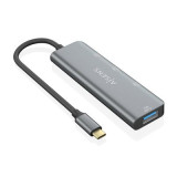 Hub USB Tipo-C Aisens A109-0763/ 2xUSB/ 2xUSB Tipo C/Cinza