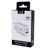 Carregador (PD) Dual Type-C / USB COOL (20W) Branco
