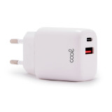 Carregador (PD) Dual Type-C / USB COOL (20W) Branco
