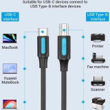 Cabo Vention 2.0 p/impressora USB-B macho/USB-C 1.5mts Preto