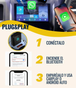 Pen CarPlay s/fios iPhone e Android Bluetooth, USB-A/USB-C