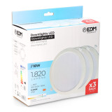 PACK 3 DOWNLIGHTS LED 18W, LUZ FRIA 6400K (un)