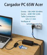 Carregador 19V-3.42A Acer Aspire 1,3,5,A515 A315 ..