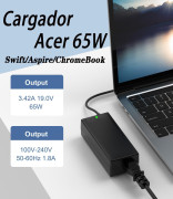 Carregador 19V-3.42A Acer Aspire 1,3,5,A515 A315 ..