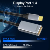 Cabo USB-C macho p/DisplayPort femea 1.4 8k