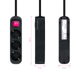 Extensao3 tomadas Nanocable c/interruptor 1.4m Preto