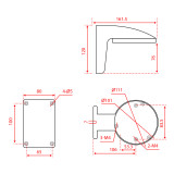 Suporte parede P/camaras dome 120 (Al) x 111 (Lg) x 161 (Pf)