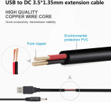 Cabo de alimentaçao USB-A 2.0 p/DC Jack DC 3,5mmx1,35mm