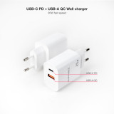 Carregador Nanocable USB-C/PD + USB-A/QC 20W, Branco