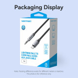 Adaptador audio Vention Jack 3.5 Macho - Lightning Macho 1mt