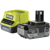 Bateria + carregador Ryobi ONE+ RC18120-140X/18V 4.0Ah Li