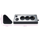 Regua 3 tomadas +usb-a + usb-c Nanocable c/int. 1.5 mt Preto