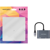 Cabo conversor Nanocable USB-C Macho/HDMI Fêmea VGA Fem.15cm