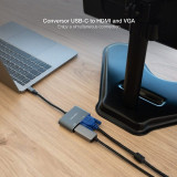 Cabo conversor Nanocable USB-C Macho/HDMI Fêmea VGA Fem.15cm