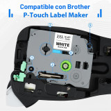 Fita p/Brother TZ TZe231 TZ231 TZc-231 preto sobre branco un