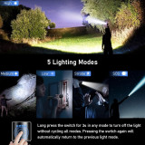 Lanterna LED Recarregável 5 Modos de Luz, 2000L