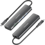 Hub USB-C Aisens 1xHDMI 4K/3xUSB/1xLeitor de Cartoes Cinza
