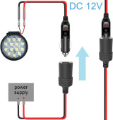 Tomada de Isqueiro Femea 12-24v 16A c/cabo 30 cm c/Tampa/pó