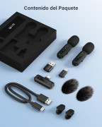 Mini microfone sem fios lapela p/Telemóveis etc