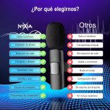 Pack de 2 Microfones S/Fios p/iPhone, Android, iPad e PC