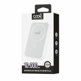 Bateria externa universal de 10.000 mAh com ímã, branca