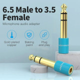 Conector Jack macho 6,5 mm/fêmea de 3,5 mm / Azul