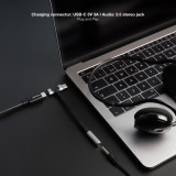 CABO ADAPT.USB-C/M - AUDIO 3.5/F+USB/F 3A 10CM Nanocable