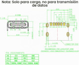 Conector USB-3.1 USB-C fêmea de 6 pinos p/carregamento