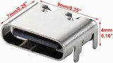 Conector USB-3.1 USB-C fêmea de 6 pinos p/carregamento