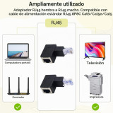 Adaptador RJ45 Cat6 Macho/Femea Curvo preto