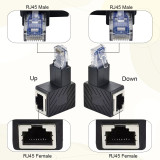 Adaptador RJ45 Cat6 Macho/Femea Curvo preto
